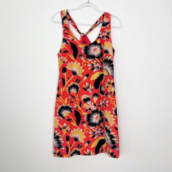 J Crew Coral Floral Twist Back Sleeveless Silk Dress Womens 8 - Picture 1 of 8